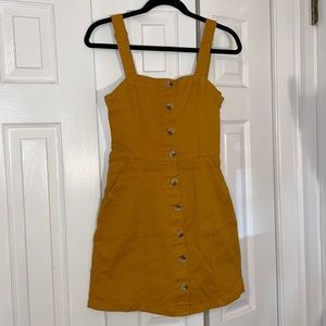 H&M mustard colored button up denim dress, size 4. Worn once